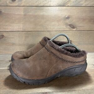 merrell encore ice 4 womens size 9 shoes brown leather shearling lined clogs